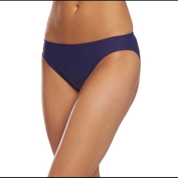 (L) ADIDAS Navy Blue White Hipster Bikini Bottom - Picture 2 of 8